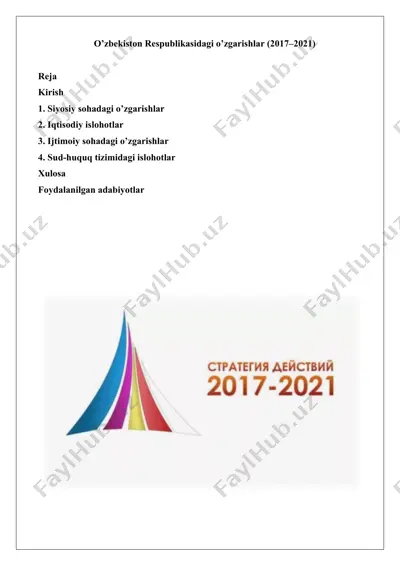 o’zbekiston respublikasidagi o’zgarishlar (2017–2021) — DOCX