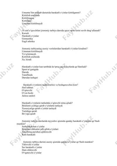 jismoniy tarbiya darsi haqida ma'lumotlar — DOCX