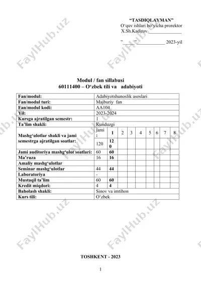 o‘quv-uslubiy adabiyotlar va elektron ta’lim resurslari ro‘yxati — DOCX