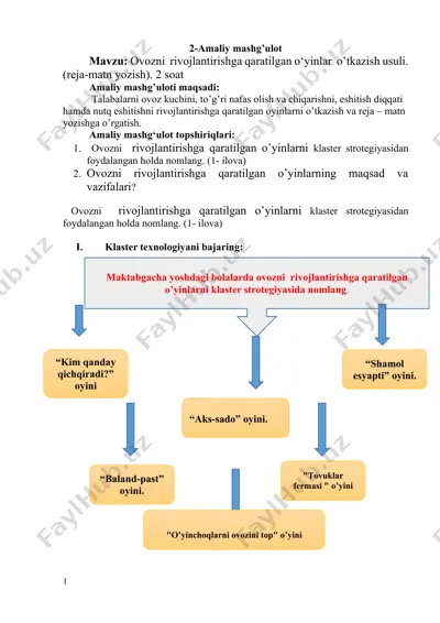 ovozni rivojlantirishga qaratilgan o'yinlarni o'tkazish usullri. — DOCX