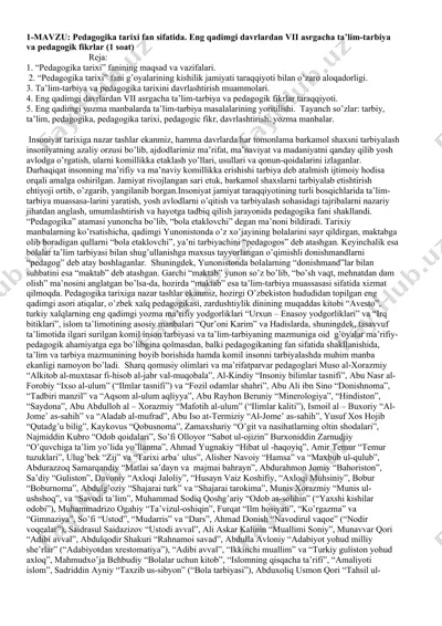 pedagogika tarixi fan sifatida — DOCX