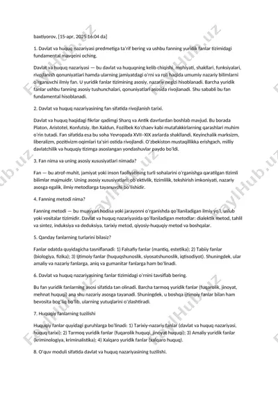 davlat va huquq nazariyasi — DOCX
