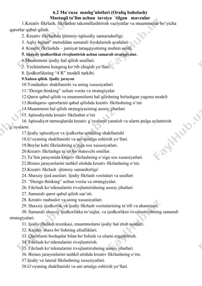ma`ruza mashg’ulotlari (oraliq baholash) — DOCX
