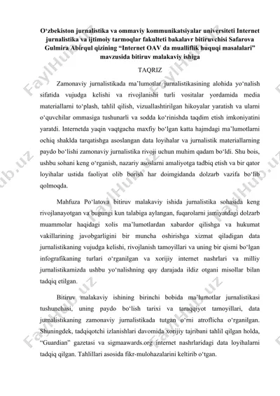 internet oav da mualliflik huquqi masalalari — DOCX