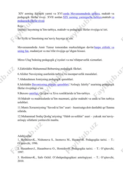 xiv-xvi asrlarda ta'lim va tarbiya — DOCX