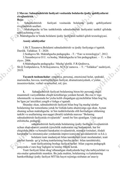 bolalarda ijodiy qobiliyatlarni rivojlantirish — DOCX