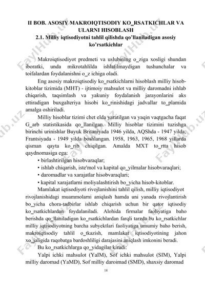 makroiqtisodiyotning asosiy ko'rsatkichlari va ularni hisoblash — DOCX