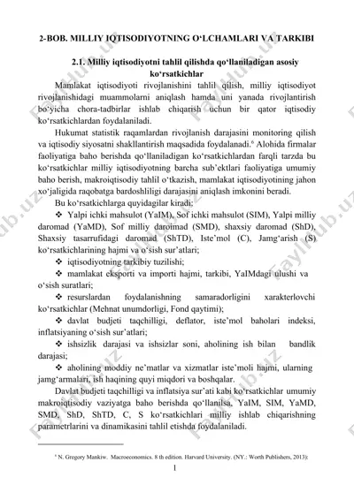 milliy iqtisodiyotning o‘lchamlari va tarkibi — DOCX