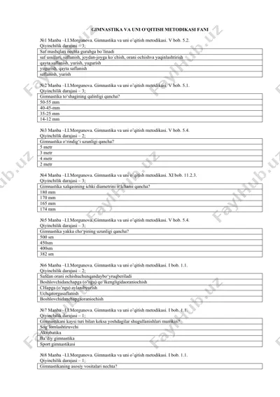 gimnastika va uni o’qitish metodikasi — DOCX