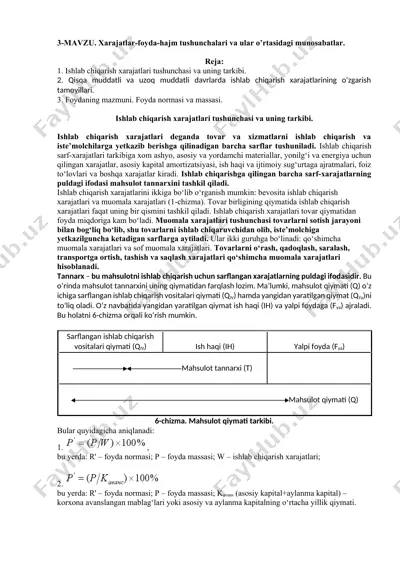 xarajatlar-foyda-hajm tushunchalari va ular o’rtasidagi munosabatlar — DOCX