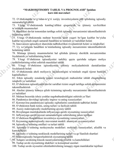 makroiqtisodiy tahlil va prognolash fanidan kurs ishi mavzulari — DOCX