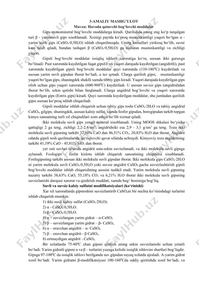 havoda qotuvchi bog‘lovchi moddalar — DOCX