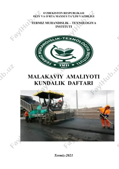 malakaviy amaliyoti kundalik daftari — DOCX
