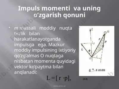 impuls momenti va uning o’zgarish qonuni — PPTX