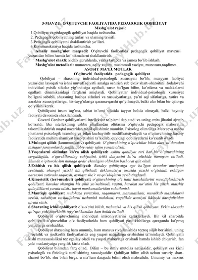 o‘qituvchi faoliyatida pedagogik qobiliyat — DOCX