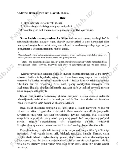 boshlang‘ich sinf o‘quvchi shaxsi — DOCX