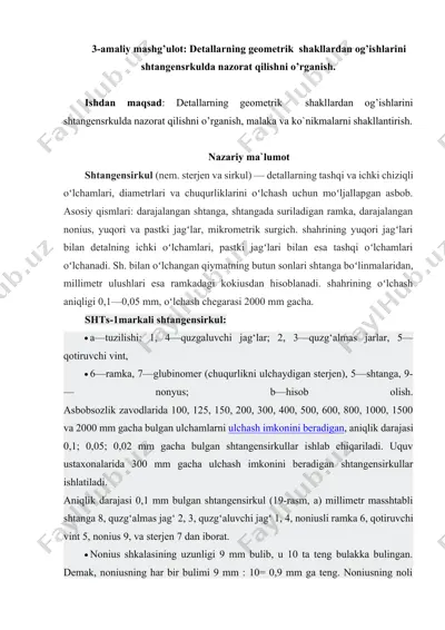 detallarning geometrik shakllardan og’ishlarini shtangensirkulda nazorat qilishni o’rganish — DOCX