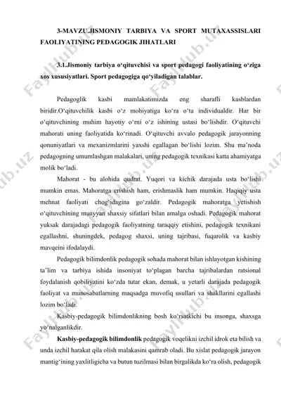 jismoniy tarbiya va sport mutaxassislarining faoliyatining pedagogik jihatlari — DOCX