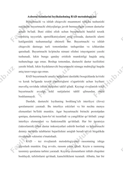 axborot tizimlarini loyihalashning rad metodologiyasi — DOCX