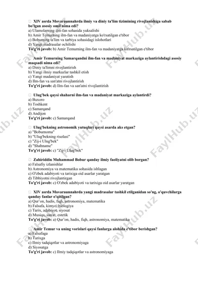 xiv asrda movaraunnahrda ilmiy va diniy ta'lim tizimining rivojlanishi — DOCX