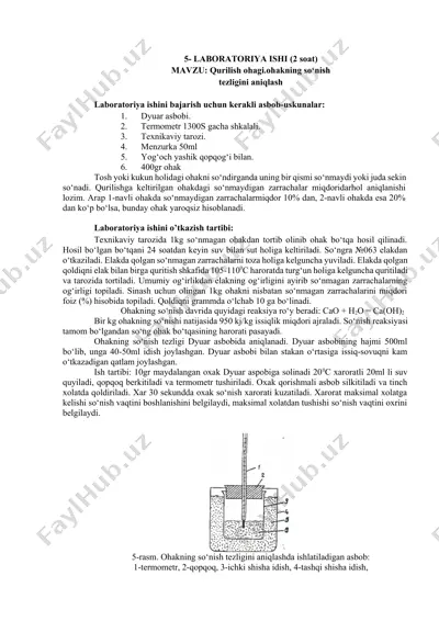 laboratoriya ishi (qurilish ohagi.ohakning so‘nish tezligini aniqlash) — DOCX