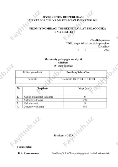 malakaviy pedagogik amaliyoti sillabusi (v-kurs kechki) — DOCX