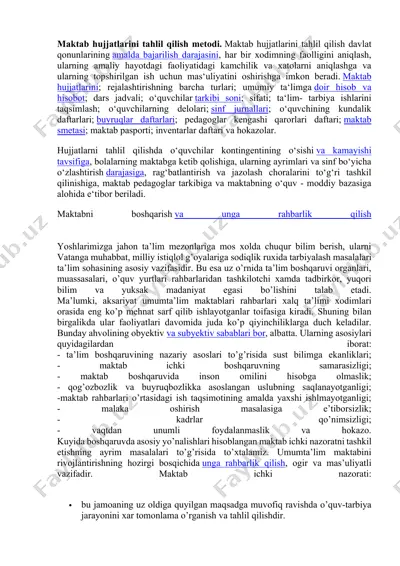maktab hujjatlarini tahlil qilish metodi — DOCX