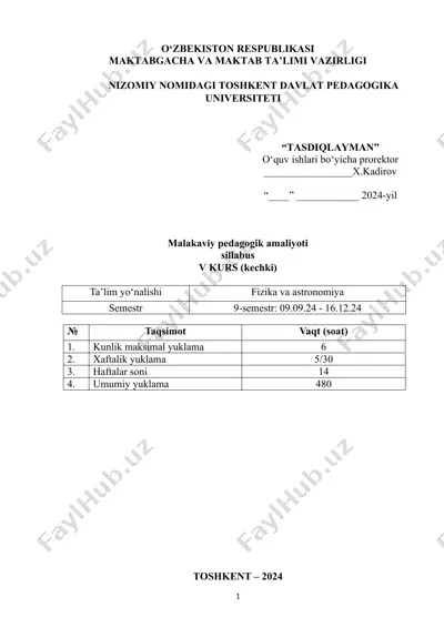 malakaviy pedagogik amaliyoti sillabus v kurs — DOCX