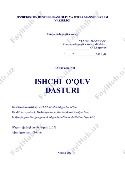 xonqa pedagogika kolleji tasdiqlayman buyrug'i — DOCX