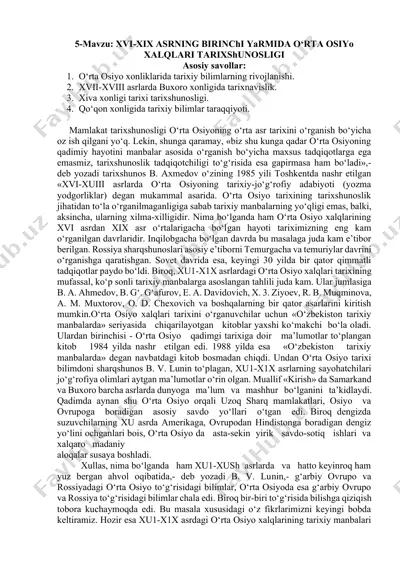 o‘rta osiyo xalqlari tarixshunosligi — DOCX