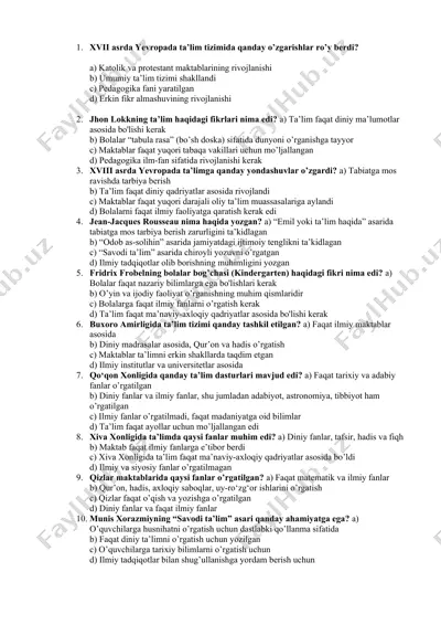 xvii asrda yevropada ta’lim tizimida o'zgarishlar — DOCX