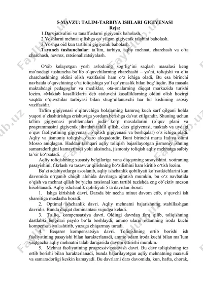 talim-tarbiya ishlari gigiyenasi — DOCX
