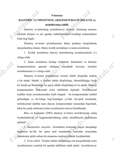 dasturiy ta’minotning arxitekturaviy dizayni va modullarning tahlili — DOCX