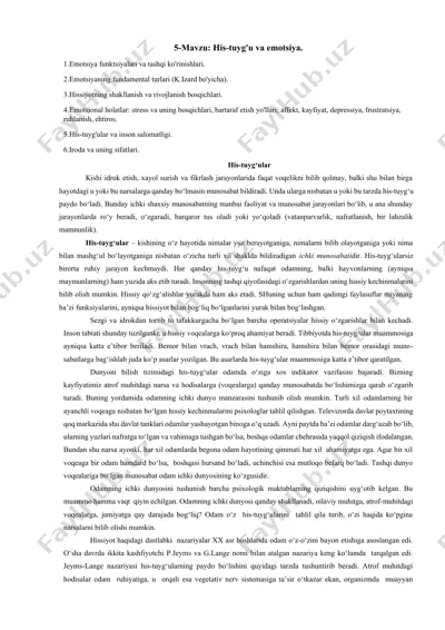 his-tuyg'u va emotsiya — DOCX