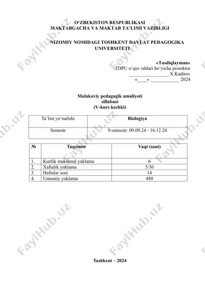 malakaviy pedagogik amaliyoti sillabusi (v-kurs kechki) — DOCX