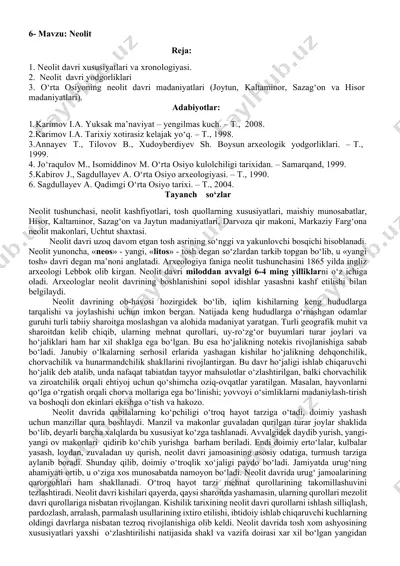 neolit davri madaniyatlari — DOCX