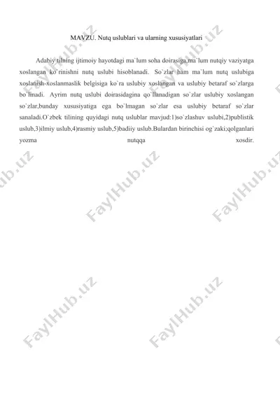 nutq uslublari va ularning xususiyatlari — DOCX