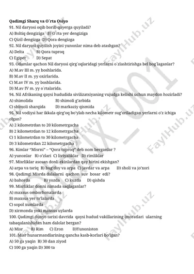 qadimgi sharq va о`rta osiyo — DOCX
