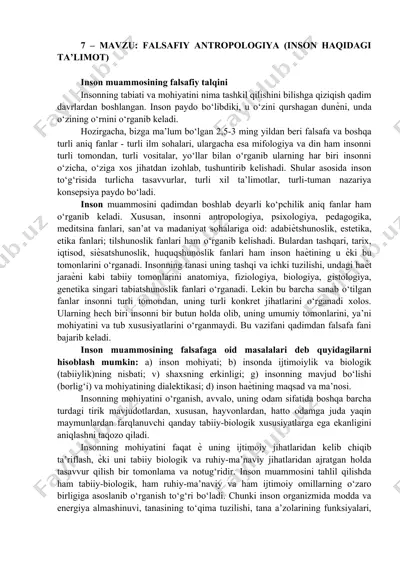 falsafiy antropologiya (inson haqidagi ta’limot) — DOCX
