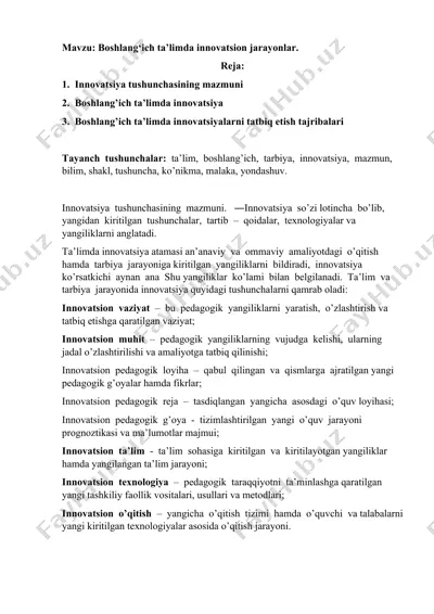 boshlang‘ich ta’limda innovatsion jarayonlar — DOCX