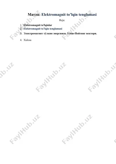 elektromagnit to’lqin tenglamasi — DOCX