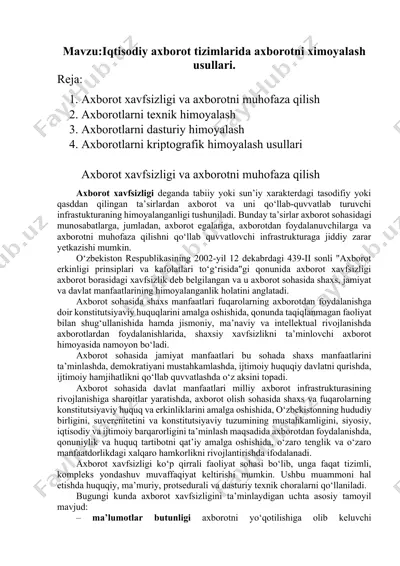 axborot xavfsizligi va axborotni muhofaza qilish — DOCX