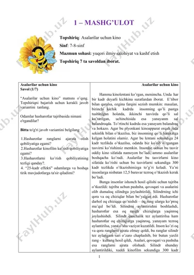 asalarilar uchun kino — DOCX
