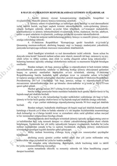 o‘zbekiston respublikasidagi ijtimoiy o‘zgarishlar — DOCX
