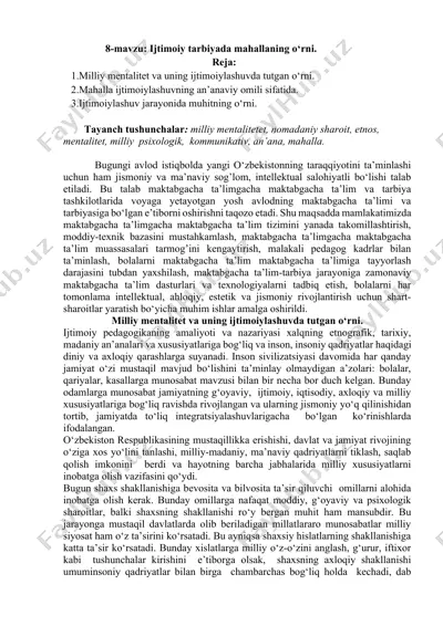 ijtimoiy tarbiyada mahallaning o‘rni — DOCX