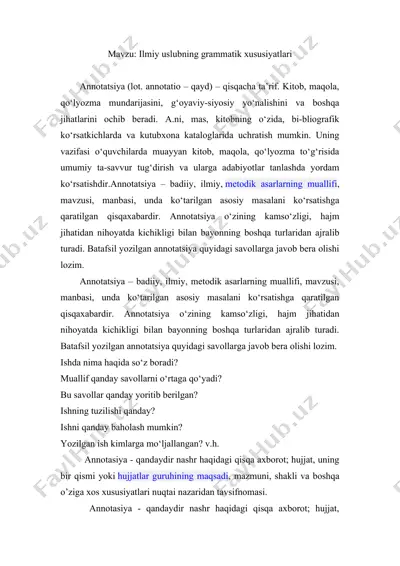 ilmiy uslubning grammatik xususiyatlari — DOCX