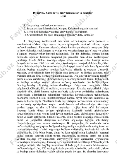 zamonaviy diniy harakatlar va sektalar — DOCX
