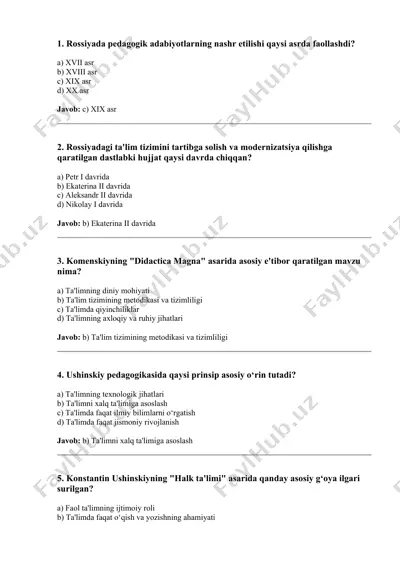rossiyada pedagogik adabiyotlarning nashr etilishi — DOCX