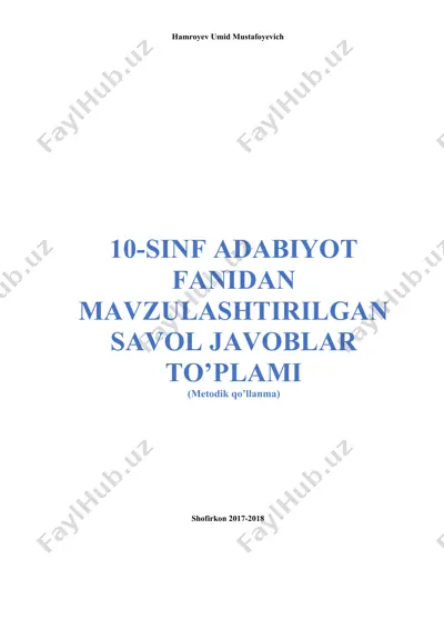 mumtoz adabiyotning asosiy xususiyatlari — DOCX