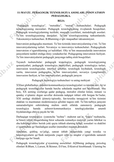 pedagogik texnologiya asoslari. innovatsion pedagogika — DOCX